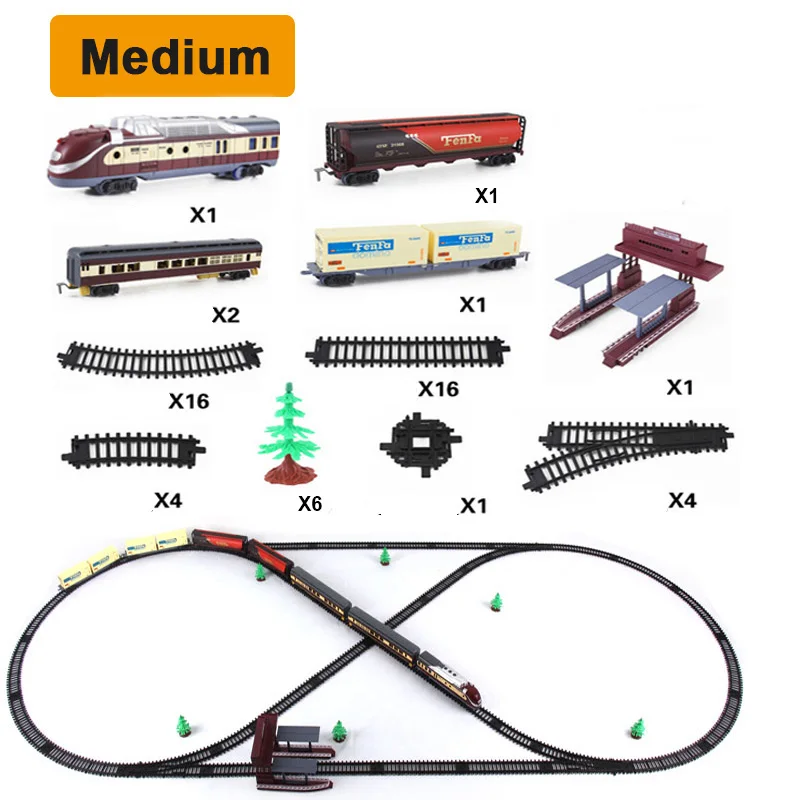 Электрический игрушечный поезд рельсы детская железная дорога железнодорожные пути набор модели железной дороги набор поездов для детей Детские радиоуправляемые поезда игрушки модель - Color: H0019medium3