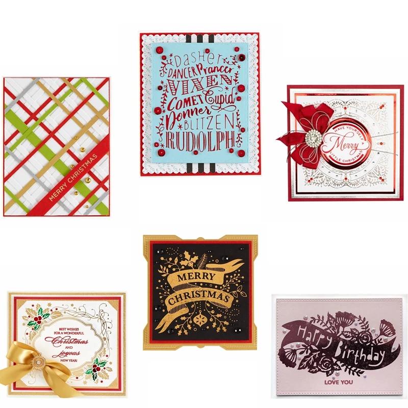 

Hot Foil Plate Fancy Frame&Banner Interesting Festival Greetings for DIY Scrapbooking New 2019 Embossing Paper Cards Crafts