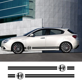 

2PCS Car Door Side Skirt Stripe Stickers For Alfa Romeo Giulia Giulietta 159 156 MITO Stelvio 147 Sportiva Duetto GT Accessories