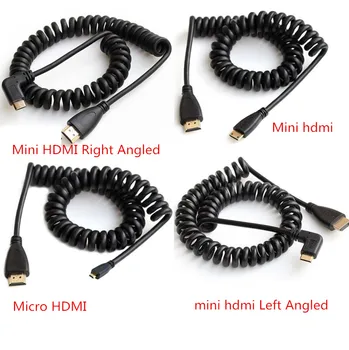 

90 degree right/Left angled Type Mini micro HDMI Male to HDMI Male stretch spring CABLE 50cm 200cm