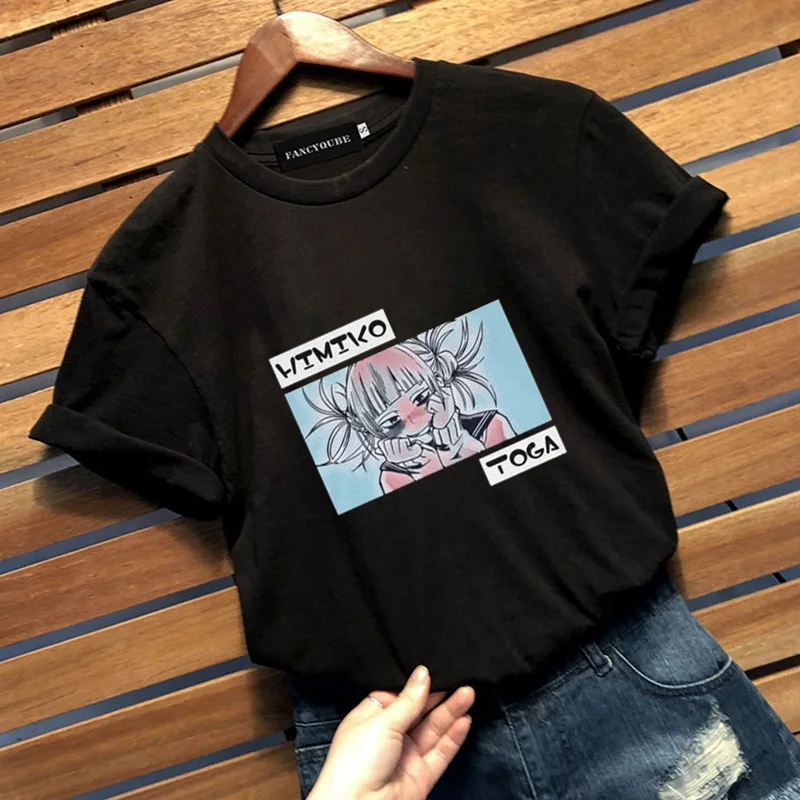 Аниме My Hero Academy Женская Милая футболка с графическим принтом и коротким рукавом Deku I Am Here Повседневная Свободная футболка Топы