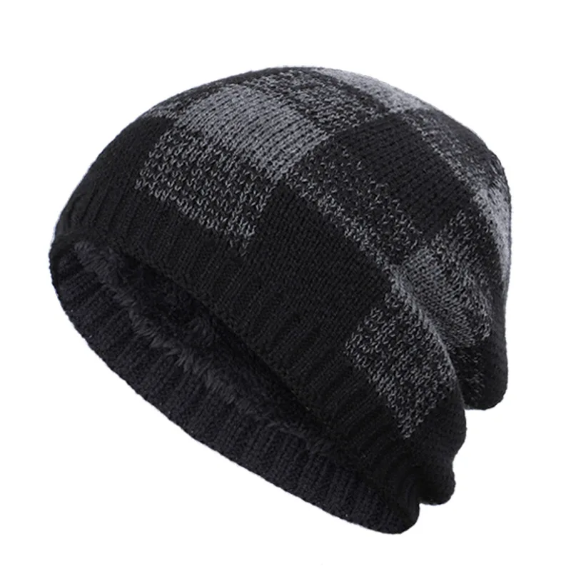 Комплект из 2 предметов, зимнее кольцо для шляпы, шарфы, Skullies Beanies, мужская и женская вязаная шапка, шарф, зимняя шапка, s, шапка, шерстяные меховые шапки - Цвет: Black