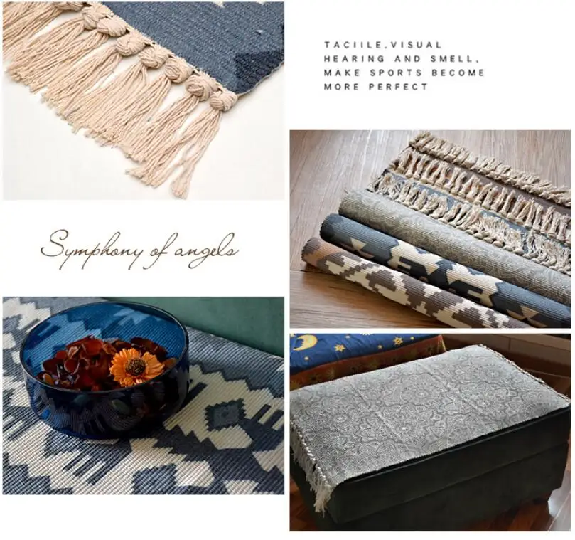 Persian Kilim Cotton Bedside Carpet Woven Mat Bathroom Living Room Carpets Geometric Hand Made Indian Rug Bohemian Printing Rug Persian Kilim Cotton Bedside Carpet Woven Mat Bathroom Living Room Carpets Geometric Hand Made Indian Rug Bohemian Printing Rug