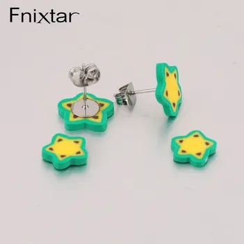 

Fnixtar 50Pairs Pentagram Earrings Stainless Steel Soft Clay Earrings 2020 Fashion Statement Earrings For Womens Girls Jewelry