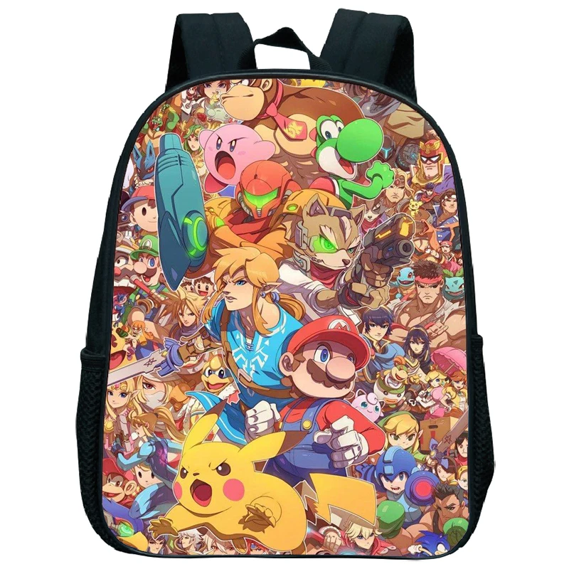 

New Child Super Mario Smash Bros Backpack 12 Inch Kindergarten Kids Cute Rucksack Beautiful Pattern Preschool School Backpack