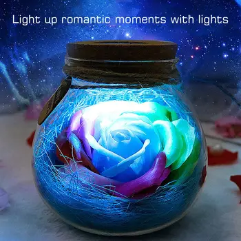 

16 Color Led Romantic Rose Flower Night Light Lucky Bottle RGB Dimmer Lamp With Remote Holiday Gift For Lover Girl Bedroom Decor