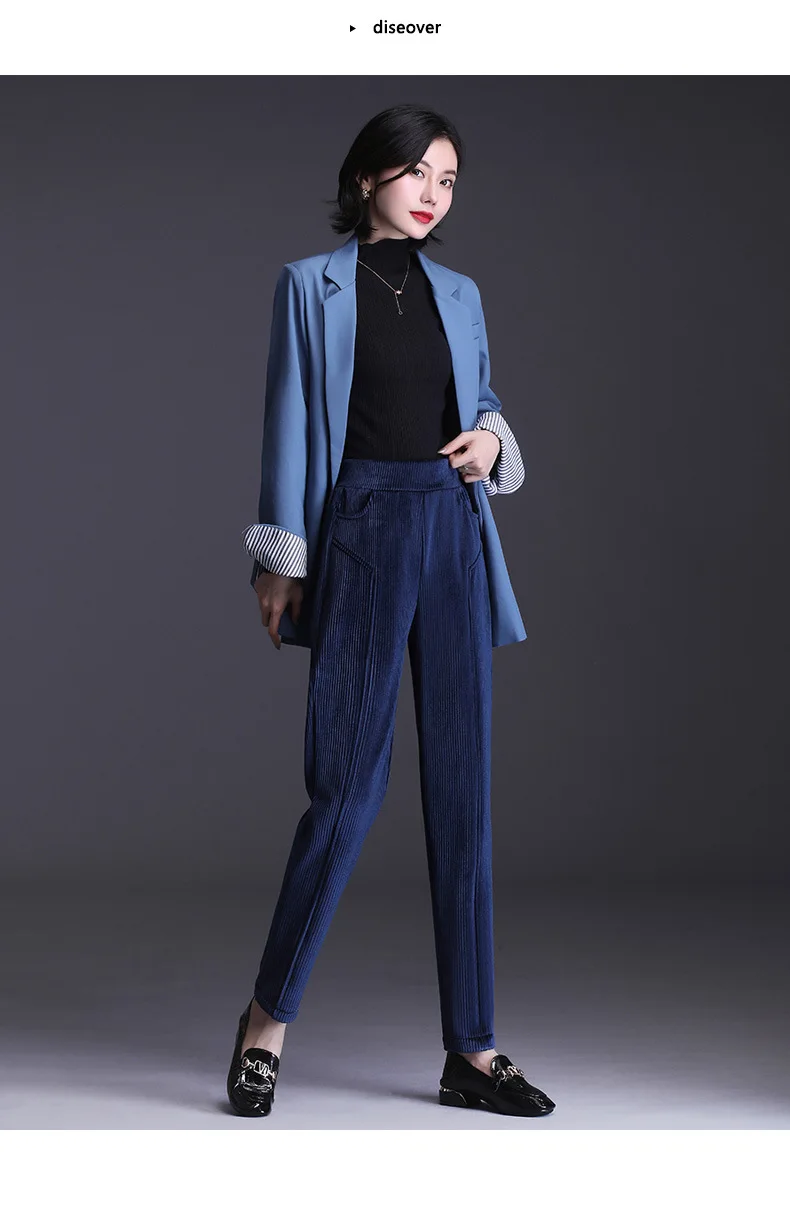 High Quality Corduroy Harem Pants 2021 Autumn Sweatpants Women Clothing Winter New High Waist Straight Leg Warm Casual Trousers gloria vanderbilt capris
