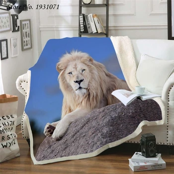 

Tiger lion leopard 3D Printed Fleece Blanket for Beds Thick Quilt Fashion Bedspread Sherpa Throw Blanket Adults Kids 10
