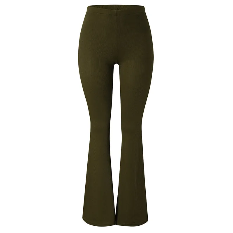 Сексуальные женские длинные штаны с высокой талией, женские деловые однотонные узкие брюки палаццо с широкими штанинами, женские штаны-шаровары - Цвет: Army Green