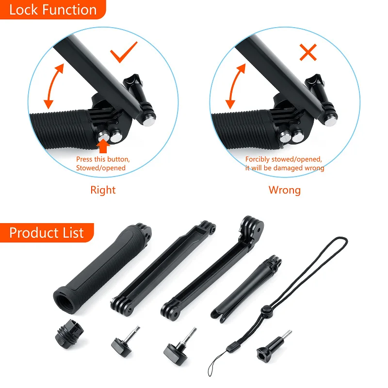 Gopro 4 Hero|waterproof 3-way Grip Selfie Stick For Gopro