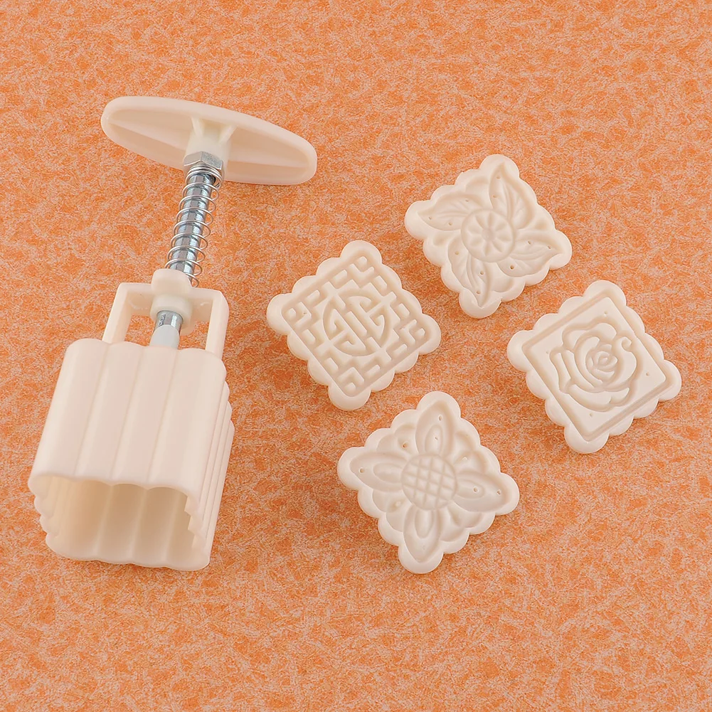 Hot Moon cake Cake Fondant Pastry Decorating Mold Mould tool set with 4 Stamps