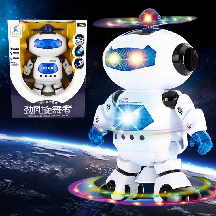 

New Products Dancing Robot 360-Degree Rotating Light Music Wind Spin Dancer Early Childhood Educational Robot