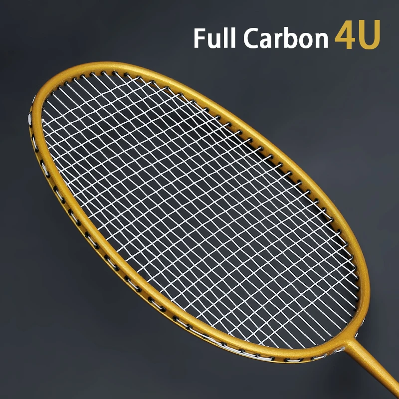 Full Carbon Fiber Badminton Rackets With Strings Professinal Racquet