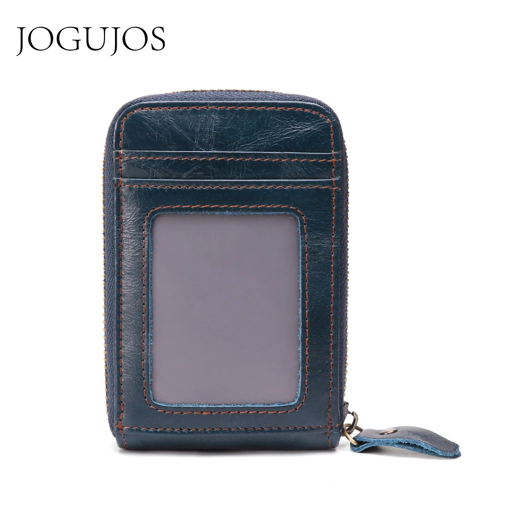 JOGUJOS Винтаж унисекс натуральной воловьей кожи RFID визитница кошелек Для женщин Для мужчин кошелек для кредитных карт держатель для карт s 14 отделение для карт