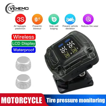 

Vehemo 2PCS Sensor TPMS Tire Pressure Monitoring System Tire Pressure Alarm USB Interface Tire Pressure Monitoring Motorbike
