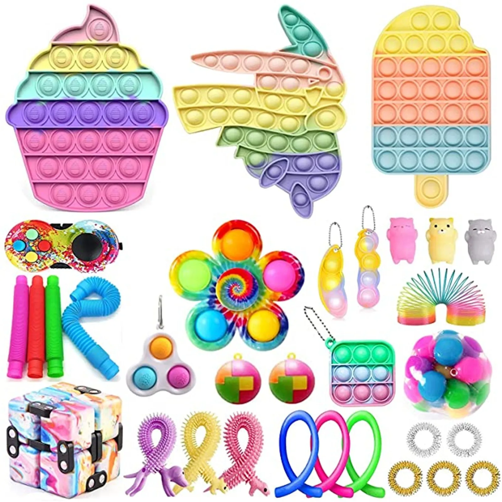 100 Designs Fidget Toy Set Box Sensory Fidget Toys Pack for Kids Adults