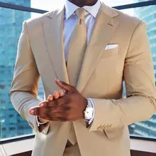 Винтажный Золотой Свадебный Смокинг на одной пуговице, большой размер, деловой костюм с пиджаком для черных мужчин без галстука, приталенный смокинг