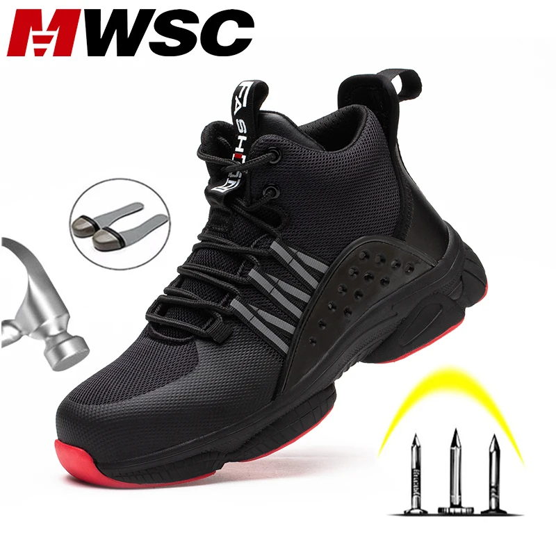 Work-Shoes Safety Steel Anti-Smashing Breathable MWSC for Men Toe-Cap