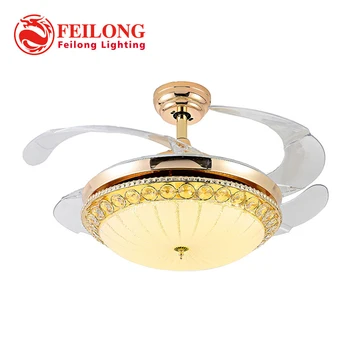 

Simple Golden Ceiling Fan Y4215 LED Ceiling Fan With Light Hidden Blades Home Fan Light