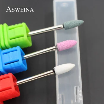 

ASWEINA 1pcs Ceramic Stone Burr Drill Nail Cuticle Clean bits Electric Manicure Drill Nail Accessory 3 Colors To Choice