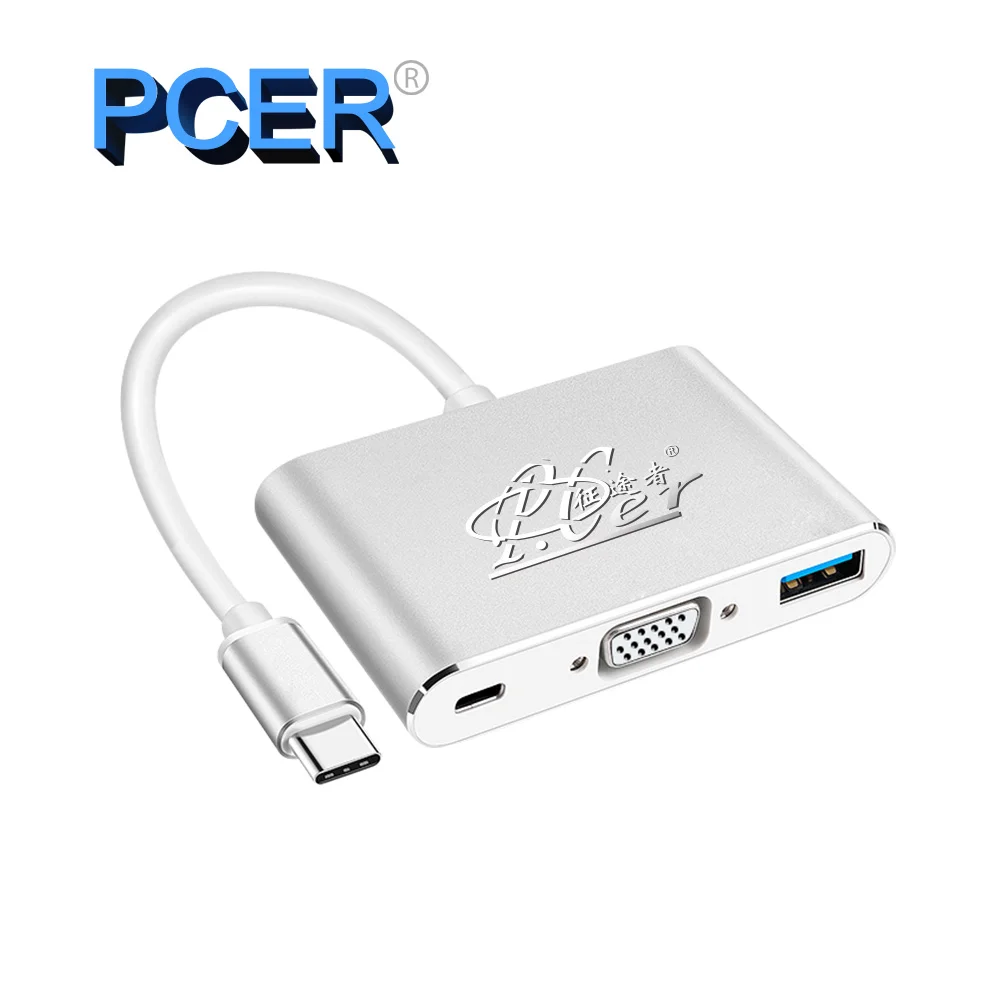 Адаптер для macbook pro huawei matebook samsung S8/S9 USB C VGA PD usb type c к + USB3.0 порт конвертер |
