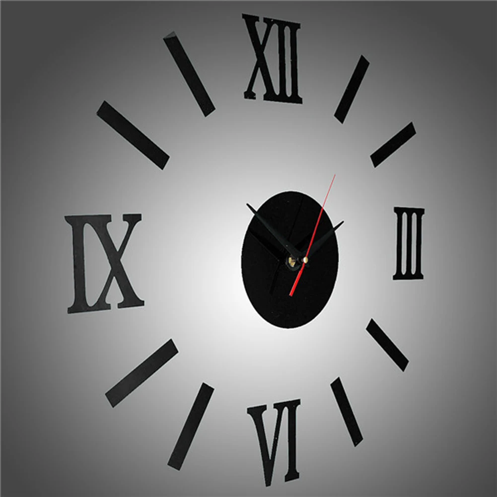3D Acrylic Mirror Surface Roman Numerals Wall Clock Stickers Home DIY Decor 10WG
