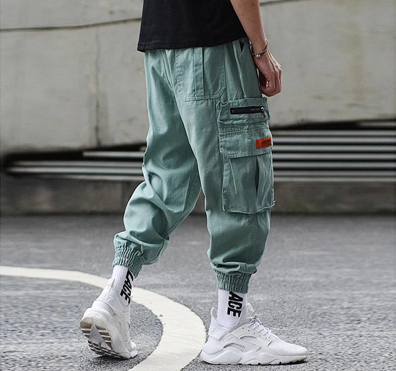 Модные уличные мужские брюки для пробежек свободного покроя с большим карманом брюки карго вышивка дизайнер Камуфляж хип хоп брюки мужские