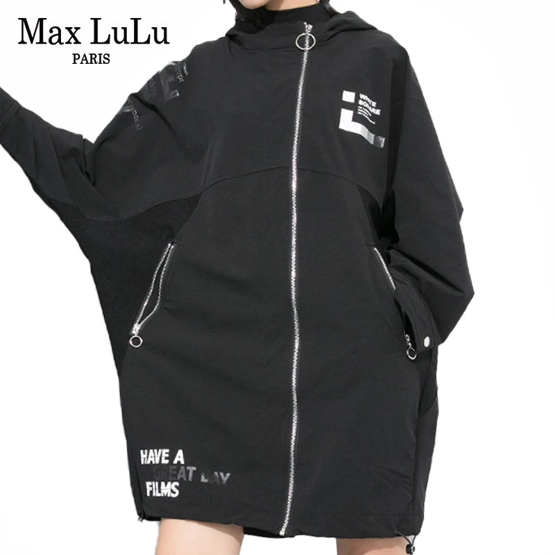 

Max LuLu 2019 Korean Brand Fashion Style Ladies Printed Trench Women Long Hooded Coat New Autumn Loose Printed Clothes Plus Size