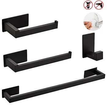 

Bathroom Hardware Set Black Robe Hook Towel Rail Bar Rack Bar Shelf Tissue Paper Holder Toothbrush Holder Bathroom Accessories