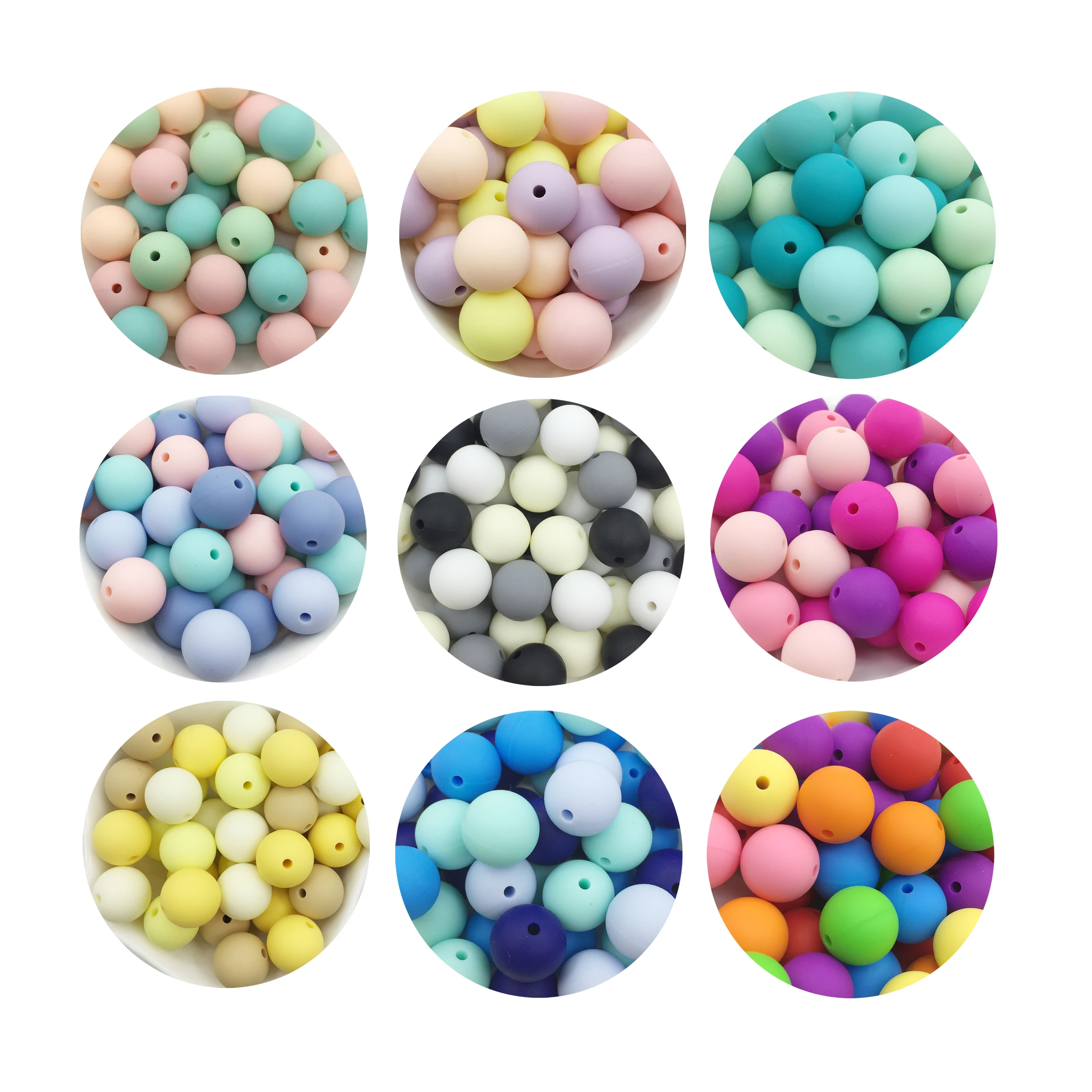 100pcs Silicone Beads Teething Necklace Baby DIY Safe Nursing Bead Multicolor 