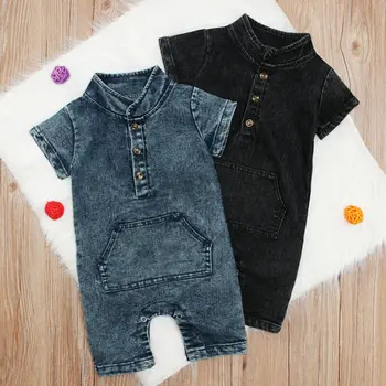 

2020 Baby Spring Autumn Clothing Newborn Infant Kids Boy Denim Romper Summer Short Sleeve Jumpsuit Solid Clothes Outfit