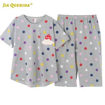 

Ladies New Soft Summer Printing Loungewear Woman Short Sleeve Woman Clothes Sleepwear Casual Style Pajamas Set Pjs Summer