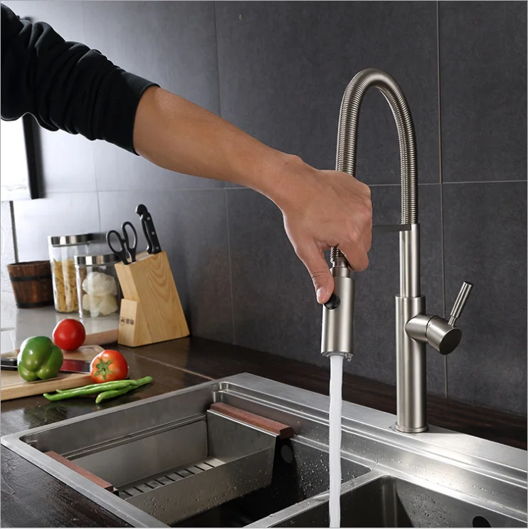 Top Quality Brass Kitchen sink faucet Pull Down Spring Kitchen mixer