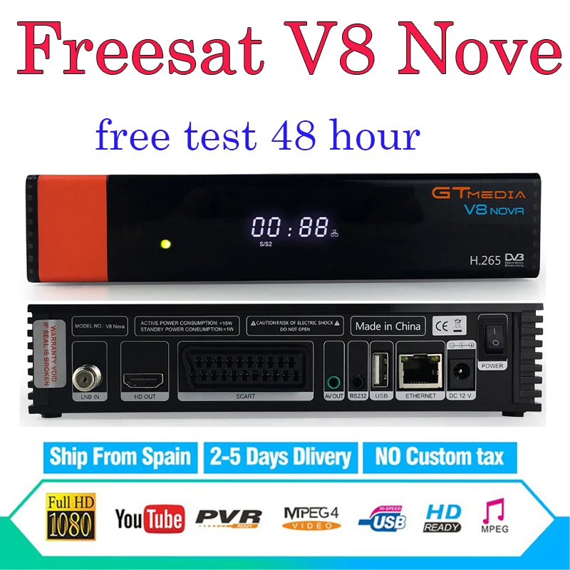 Спутниковый ТВ приемник freesat V8 Nova встроенный Wifi + 1 год 3 линии cccam для Европы Польша