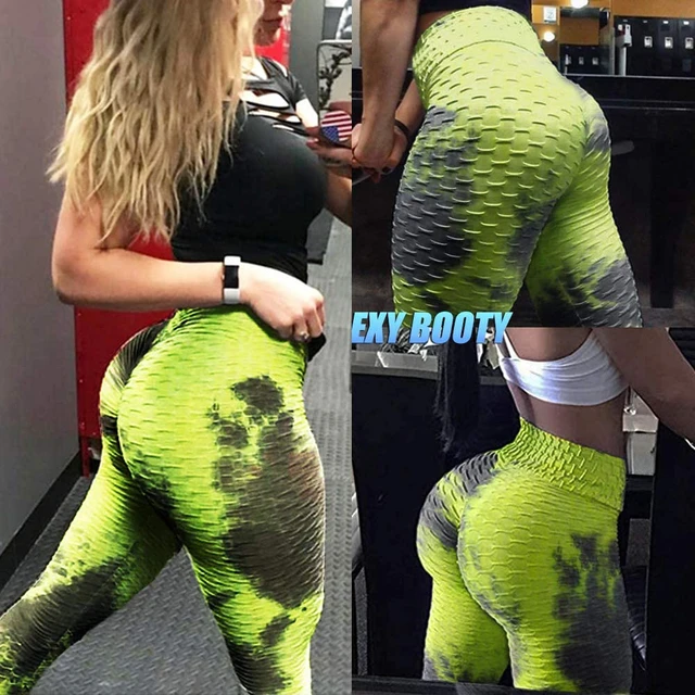 Tiktok Leggings for Women (Neon Yellow), Butt Lifting High Waist Yoga  Pants, Tummy Control Scrunch Workout Running Booty Tights, XL Size