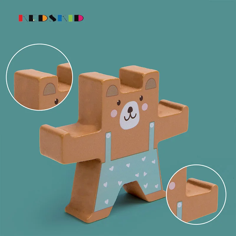  Baby Intellectual Educational Toy Early Childhood Teaching Children's Wooden Toys Bear Balanced Bui - 4000384470763