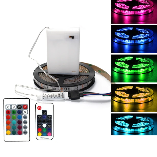 5V LED Strip Battery Operated RGB Fita SMD 5050 RF Remote Control  Waterproof Tira LED Stripe Ribbon Tape Battery Powered Light - AliExpress
