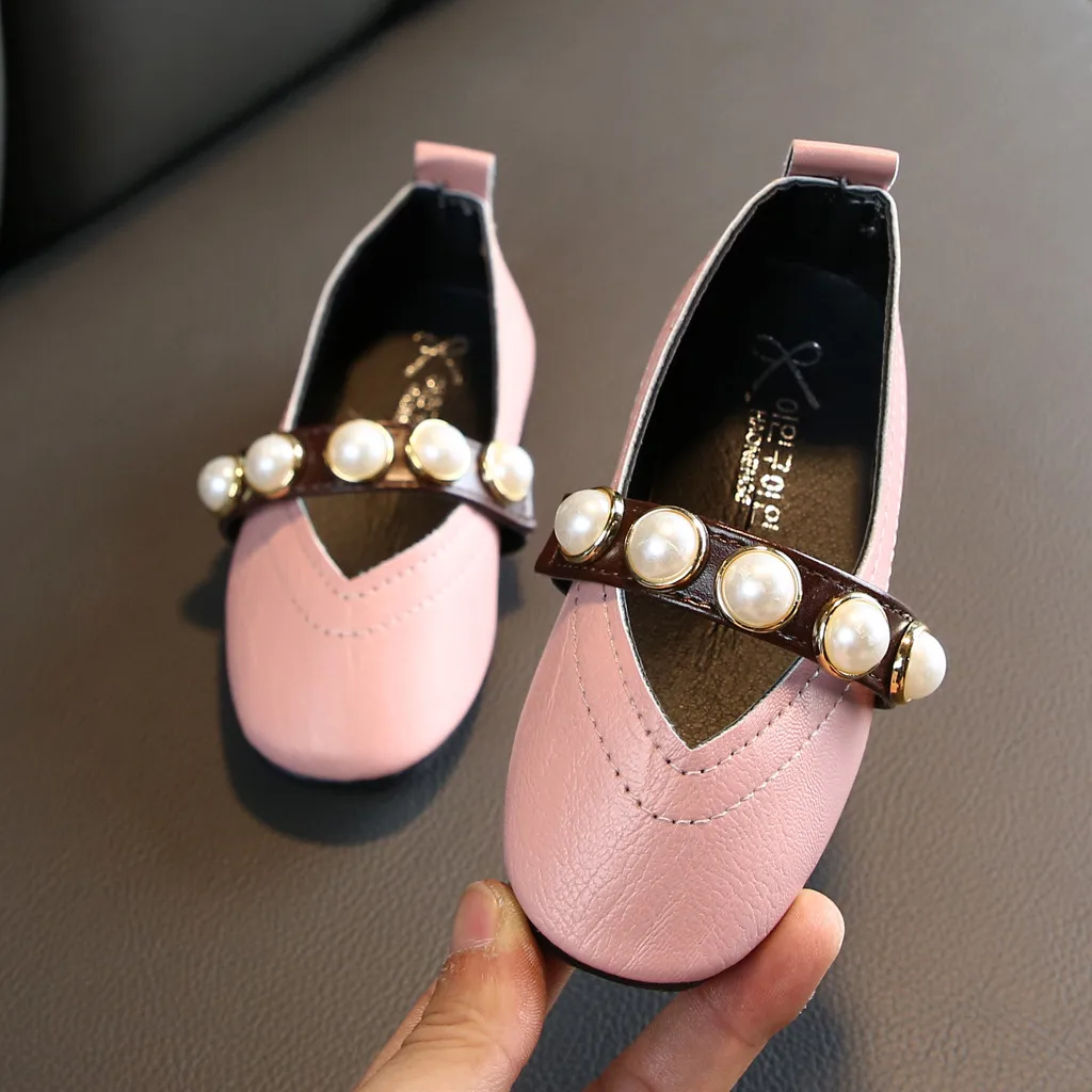 Весна Осень Девочки Принцесса обувь для малышей младенцев Дети Детские жемчужные сандалии кожаная обувь для девочек-подростков для девочек