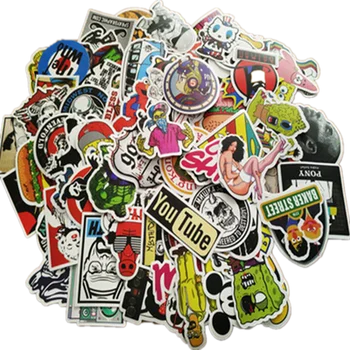 

100pcs wall stickers 6-10CM DIY Cartoon Waterproof PVC Mixed Cartoon Toy Stickers for Skate Car Styling Bike Motorcycle Kids