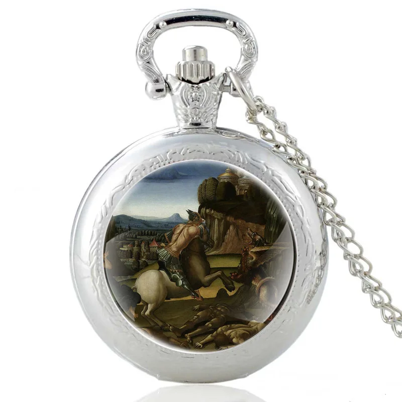 

Classic Dragon Warrior Design Vintage Quartz Pocket Watch Men Women Charm Pendant Necklace Hours Clock Gifts