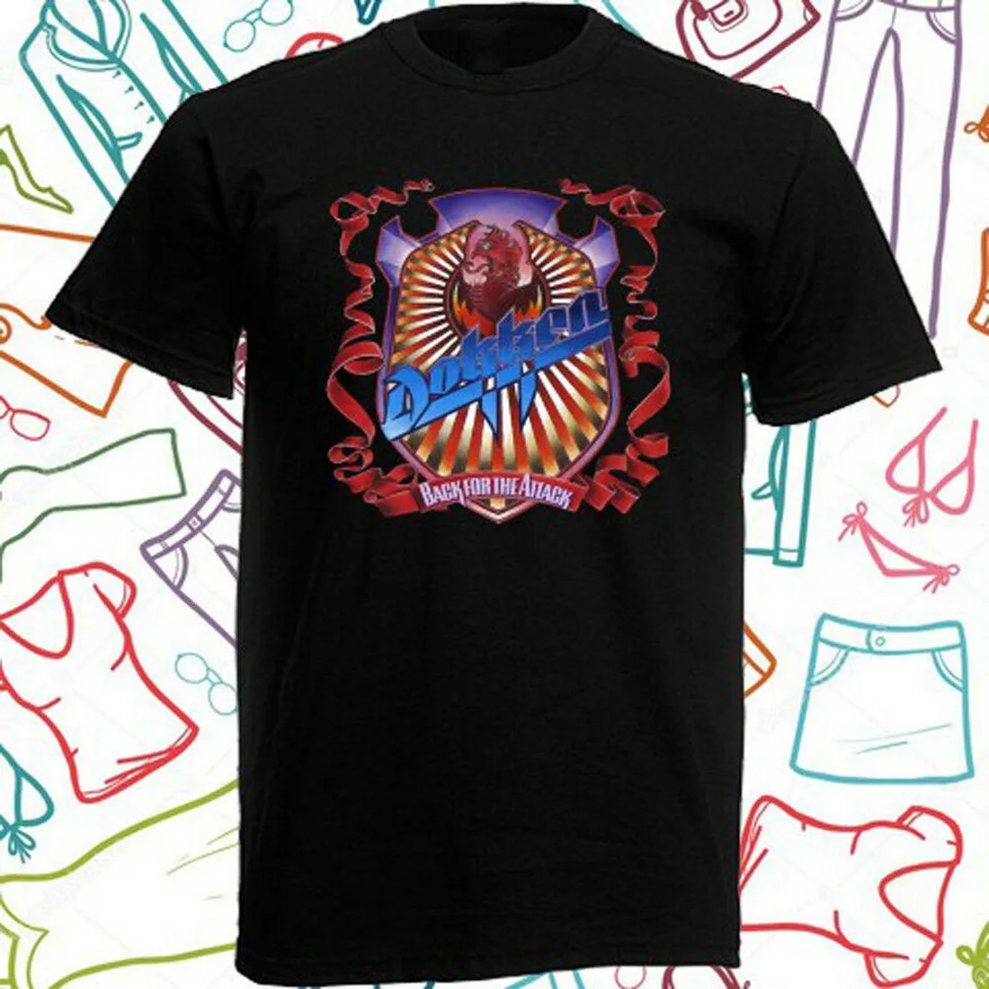 DOKKEN BAND Back For The Attack Men's Black Tops Tee T Shirt Size S To 3XL T-Shirt More And Colors |