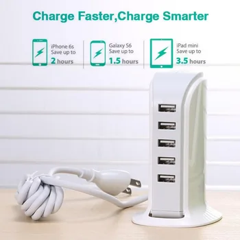 

5 Ports Wall Charger Multi USB Charger HUB Desktop USB Hub Universal Mobile Phone USB Charging Station Dock US/EU Plug