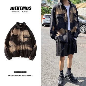 

Autumn New Jacket Men's Fashion Tie Dyed Printed Casual Jacket Man Streetwear Wild Loose Hip Hop Bomber Jacket Male Clothes