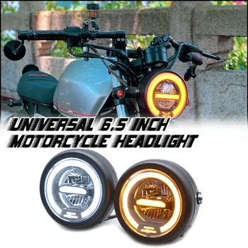 

Universal Motorcycle LED Headlamp 6.5 Inch Headlight DRL Vintage High Quality Distance Light Refit For Cafe Racer Head Lamp