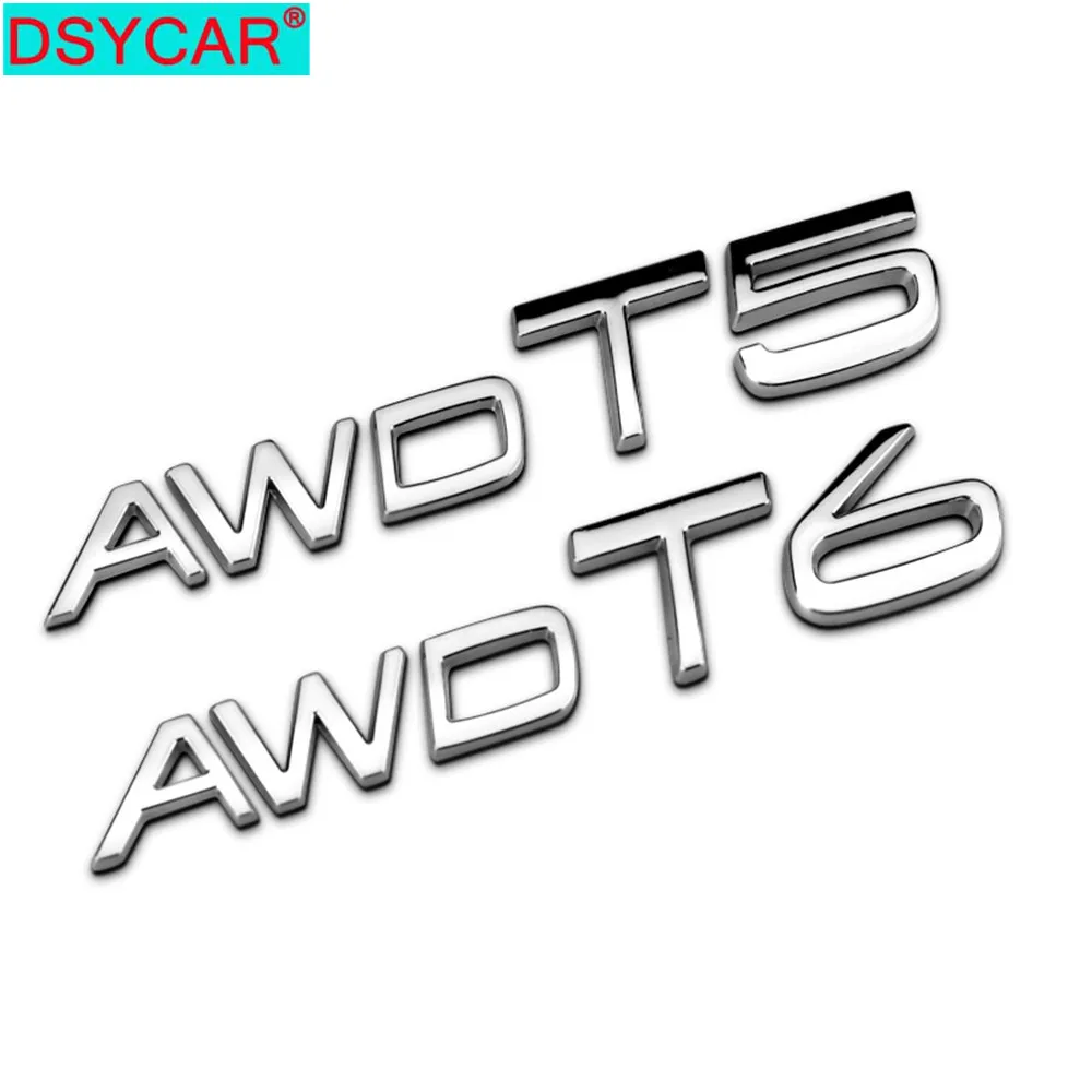 

DSYCAR 1Pcs 3D Metal AWD T5 T6 Car Side Fender Rear Trunk Emblem Badge Sticker Decals for Lifan S60L XC60 V40 XC90 Car Styling