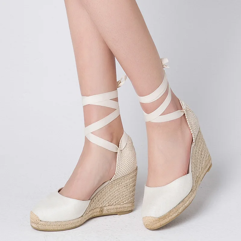 

Women Summer Fashion Shoes Bind Wedges Heel Sandals Shoes Cross Strap Casual Ladies Shoes Sandal Sapatos Femininos Zapatos Mujer