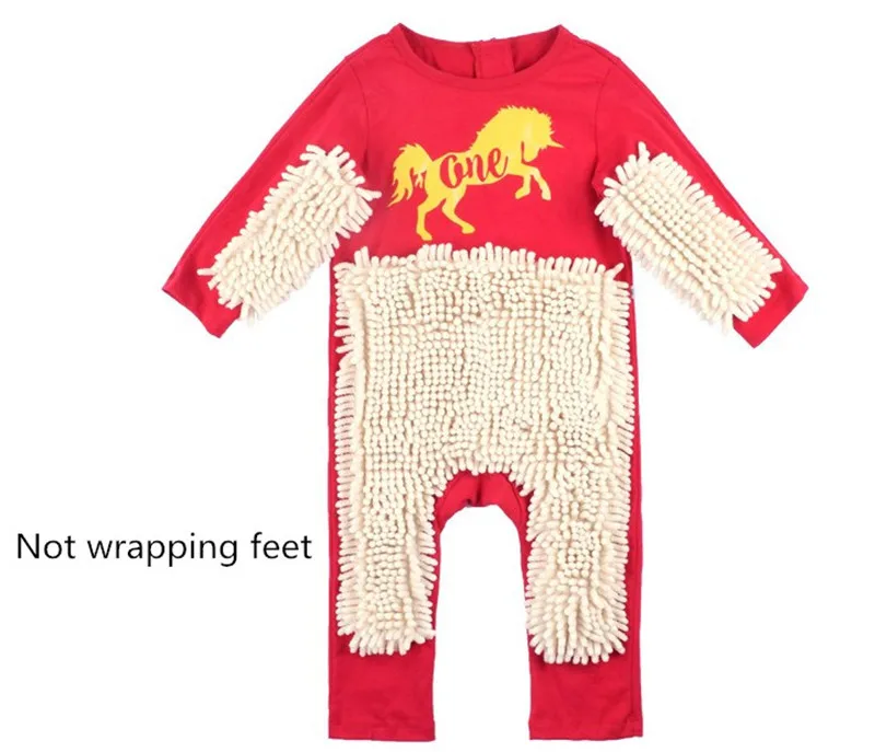Комбинезон для новорожденных, цельный костюм-швабра, комбинезон для маленьких мальчиков, Осенняя детская одежда, костюм для малышей, одежда для уборки Ползания