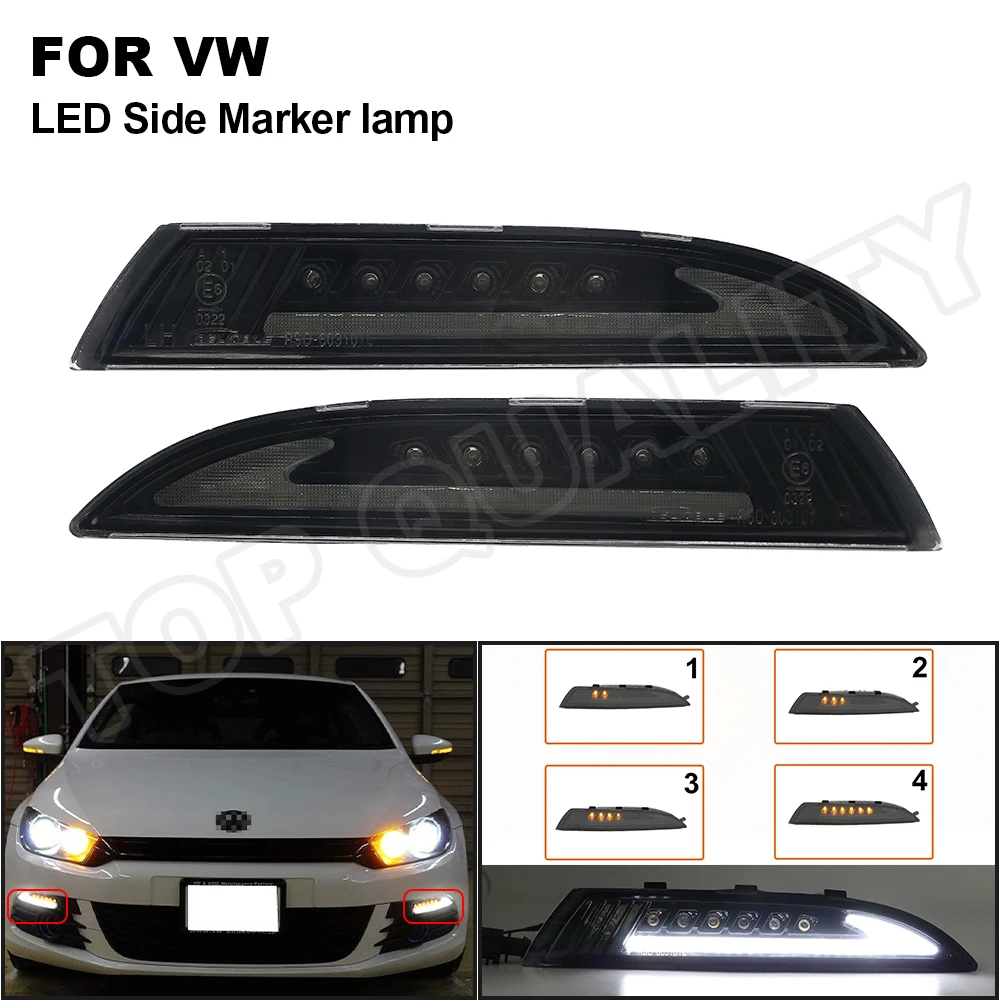 US $107.99 2xFor VW Scirocco 2008 2009 2010 2011 2012 2013 2014 Error Free Smoked LED Turn Signal Light Bumper Corner Dynamic Blinker Lamp