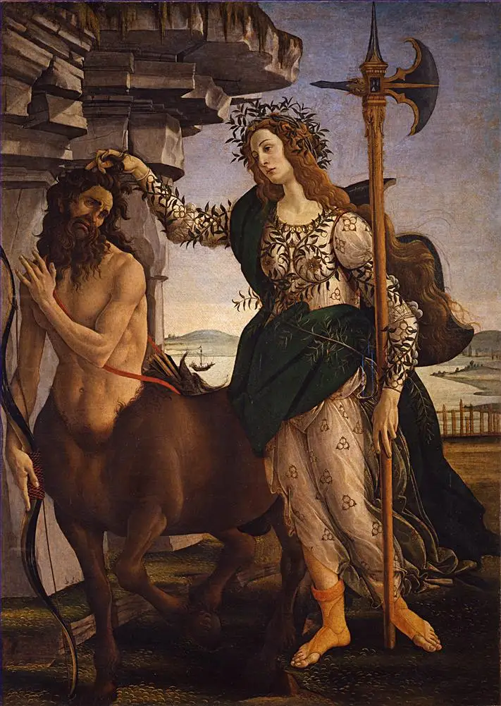 6 художественных картин ручной росписи учителей колледжа-Pallas and the centaur Sandro Botticelli
