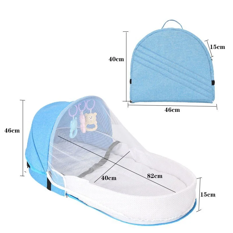 Lettino da viaggio per bambini con rete Tenda pieghevole per bambini Culla lavabile Lettino da viaggio bionico Lettino traspirante - immagine 2